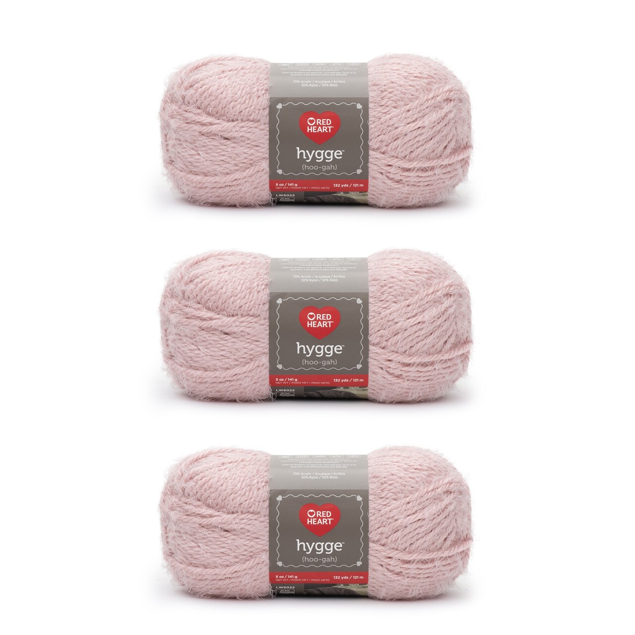 Red Heart Hygge Powder Yarn - 3 Pack of 227g/8oz - Acrylic Nylon Blend - 5 Bulky - 212 Yards - Knitting/Crochet